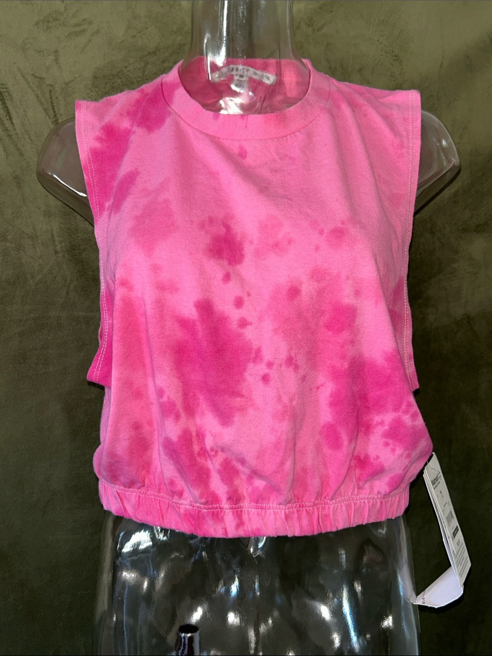 Celebrity Pink Hot Pink Tie-Dye Cropped Tank